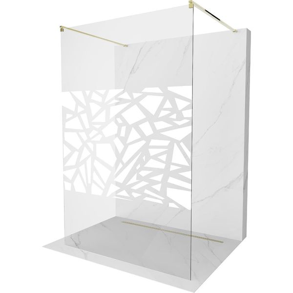 Mexen Kioto Parete Doccia Indipendente 100 X 200 Cm, Motivo Bianco 8 Mm, Dorato - 800-100-002-50-85-image