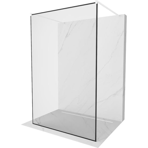 Mexen Kioto Pannello Doccia Autoportante 110 X 200 Cm, Cornice Nera 8 Mm, Bianco - 800-110-002-20-70-image