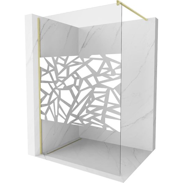 Mexen Kioto Parete Doccia Walk-In 70 X 200 Cm, Motivo Bianco 8 Mm, Oro Spazzolato - 800-070-101-55-85-image