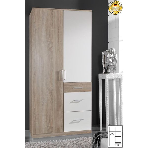 Armadio Click Anta Battente Strutturale Rovere Bianco Chiaro 90X58X199Cm 2 Ante-image