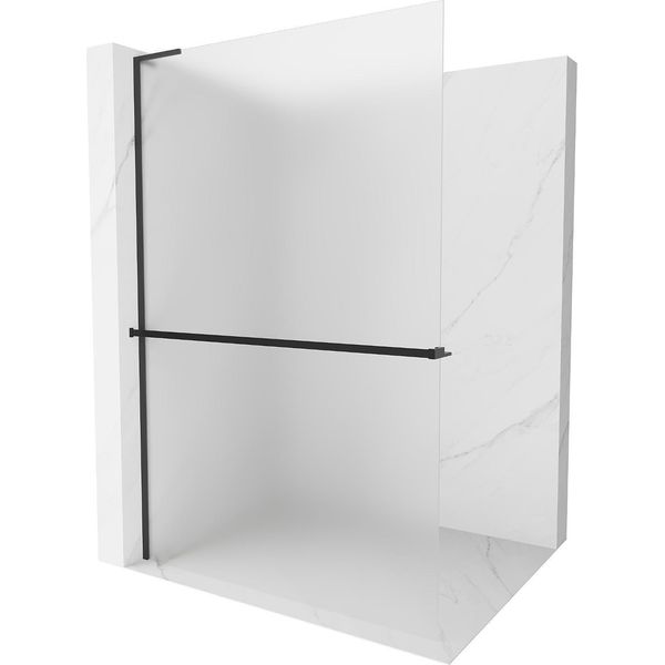 Mexen Kioto+ L Parete Doccia Con Mensola Walk-In 110 X 200 Cm, Brina, Nero - 800-110-123-70-30-image
