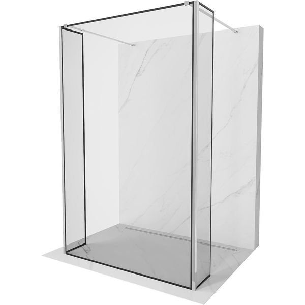 Mexen Kioto Parete Doccia Autoportante 120 X 30 X 30 Cm, Cornice Nera, Cromo - 800-120-030-222-01-70-030-image