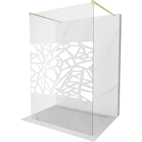 Mexen Kioto Parete Doccia Indipendente 100 X 200 Cm, Motivo Bianco 8 Mm, Oro Spazzolato - 800-100-002-55-85-image