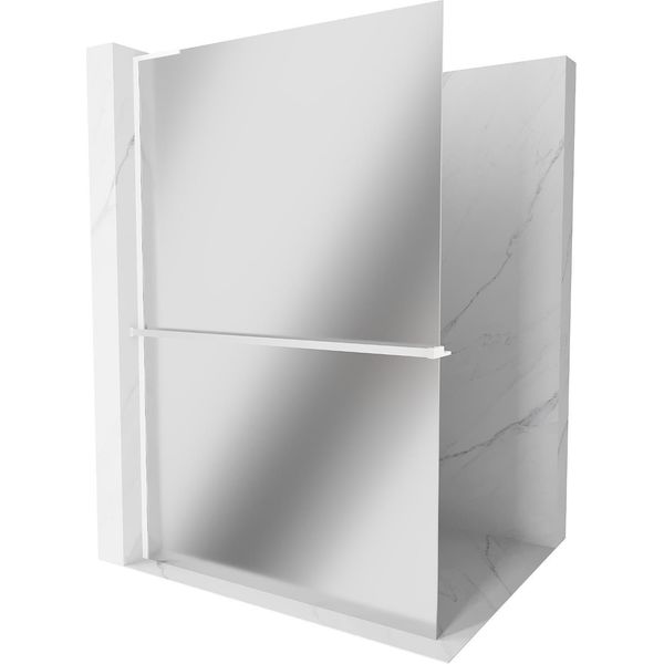 Mexen Kioto+ L Parete Doccia Con Mensola Walk-In 90 X 200 Cm, Specchio, Bianco - 800-090-123-20-50-image