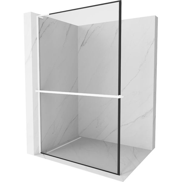 Mexen Kioto+ L Parete Doccia Con Mensola Walk-In 70 X 200 Cm, Cornice Nera, Bianca - 800-070-123-20-70-image