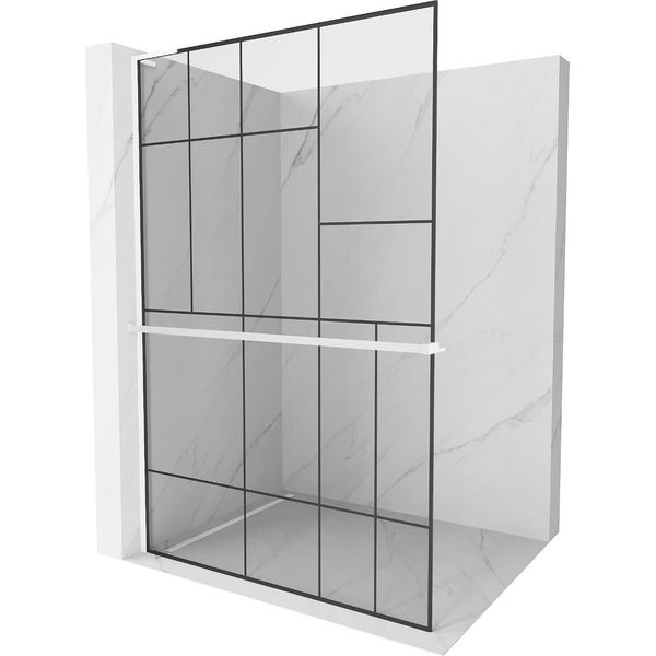 Mexen Kioto+ L Pannello Doccia Con Mensola Walk-In 120 X 200 Cm, Motivo Nero, Bianco - 800-120-123-20-78-image