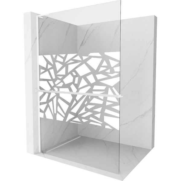 Mexen Kioto+ L Pannello Doccia Con Mensola Walk-In 100 X 200 Cm, Motivo Bianco, Bianco - 800-100-123-20-85-image