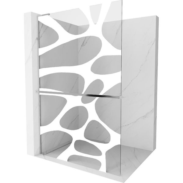 Mexen Kioto+ L Pannello Doccia Con Mensola Walk-In 110 X 200 Cm, Onda Bianca, Cromo - 800-110-123-01-97-image