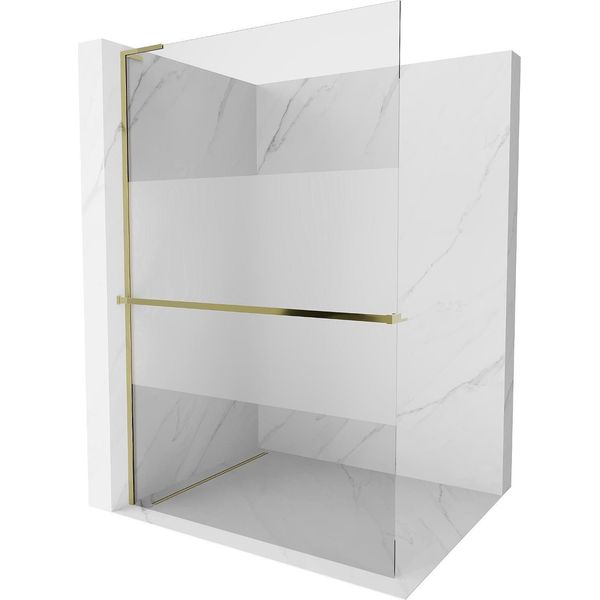 Mexen Kioto+ L Pannello Doccia Con Mensola Walk-In 70 X 200 Cm, Trasparente/Brina, Oro - 800-070-123-50-35-image