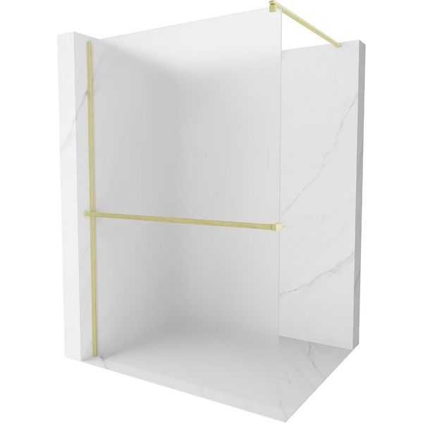 Mexen Kioto+ Parete Doccia Con Mensola Walk-In 120 X 200 Cm, Brina, Oro Spazzolato - 800-120-121-55-30-image