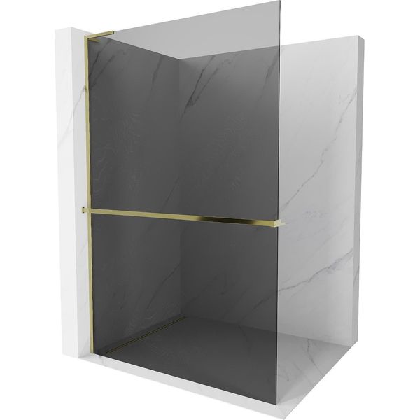Mexen Kioto+ L Parete Doccia Con Mensola Walk-In 110 X 200 Cm, Grafite, Oro - 800-110-123-50-40-image