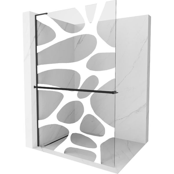 Mexen Kioto+ L Parete Doccia Con Mensola Walk-In 70 X 200 Cm, Onda Bianca, Nero - 800-070-123-70-97-image