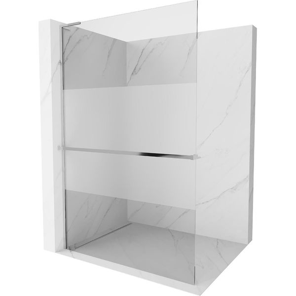 Mexen Kioto+ L Parete Doccia Con Mensola Walk-In 120 X 200 Cm, Trasparente/Smerigliato, Cromo - 800-120-123-01-35-image
