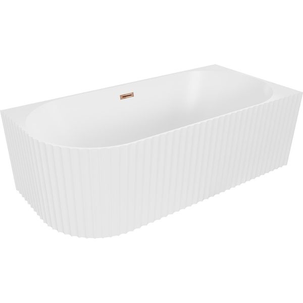Mexen Gia Vasca Da Bagno Freestanding Angolare Scanalata Destra 170 X 80 Cm, Bianco Opaco, Scarico Oro Rosa - 52701708001P-60-image