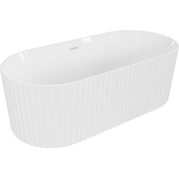 Mexen Paola Vasca Da Bagno Autonoma Scanalata 170 X 80 Cm, Bianco Lucido, Troppopieno Bianco - 52721708000-20-image