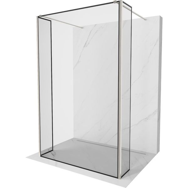 Mexen Kioto Parete Doccia Free-Standing 110 X 30 X 30 Cm, Cornice Nera, Nichel Spazzolato - 800-110-030-222-97-70-030-image