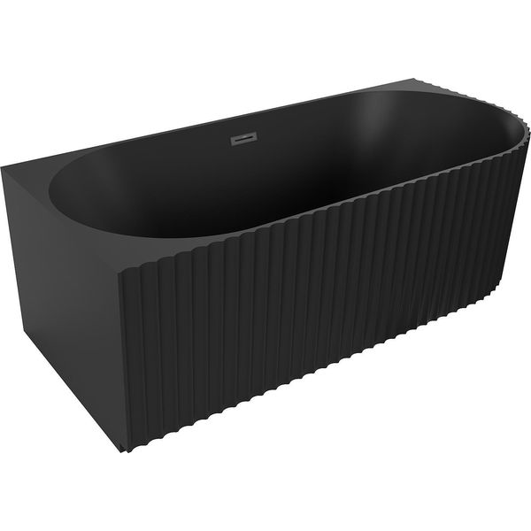 Mexen Gia Vasca Autoportante Angolare Scanalata Sinistra 170 X 80 Cm, Nero Opaco, Troppopieno Nero - 52701708071L-70-image