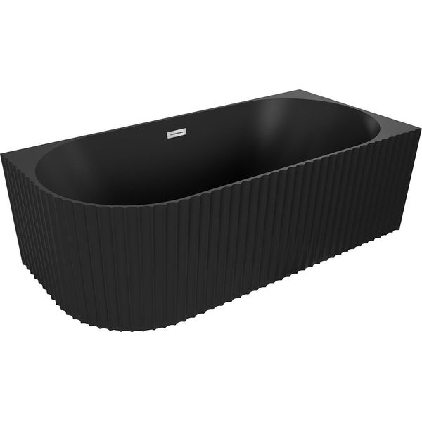 Mexen Gia Vasca Da Bagno Freestanding Angolare Scanalata Destra 170 X 80 Cm, Nero Opaco, Troppopieno Cromo - 52701708071P-01-image