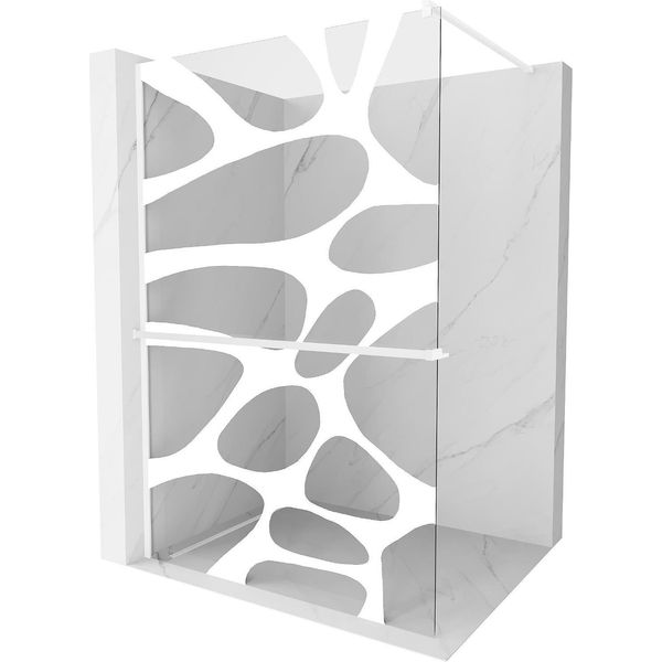 Mexen Kioto+ Parete Doccia Con Mensola Walk-In 110 X 200 Cm, Onda Bianca, Bianca - 800-110-121-20-97-image