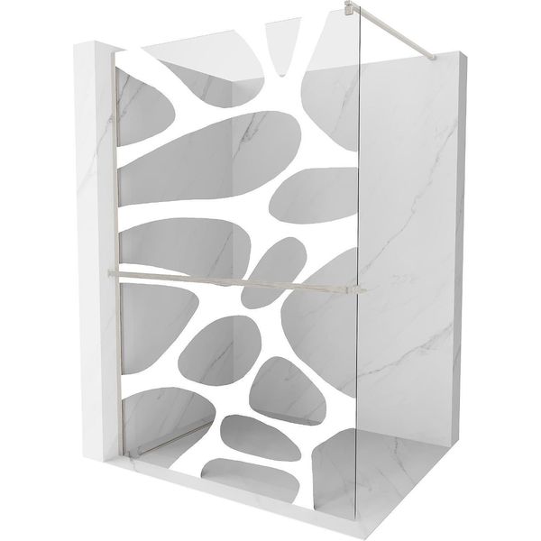 Mexen Kioto+ Parete Doccia Con Mensola Walk-In 90 X 200 Cm, Onda Bianca, Nichel Spazzolato - 800-090-121-97-97-image