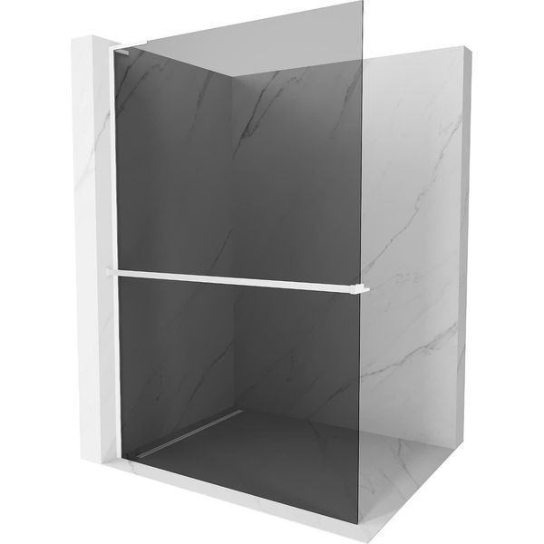 Mexen Kioto+ L Parete Doccia Con Mensola Walk-In 90 X 200 Cm, Grafite, Bianco - 800-090-123-20-40-image