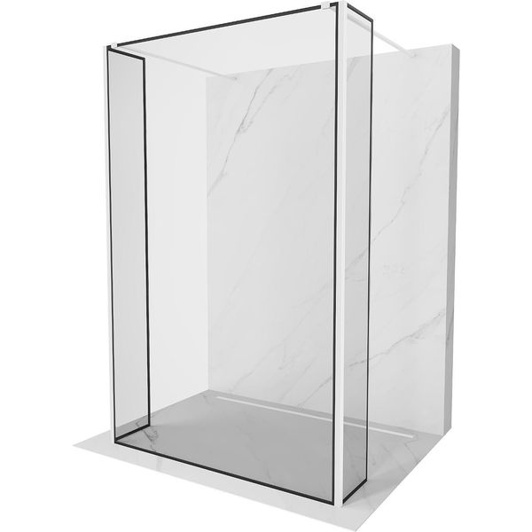 Mexen Kioto Parete Doccia Autoportante 140 X 30 X 30 Cm, Cornice Nera, Bianca - 800-140-030-222-20-70-030-image
