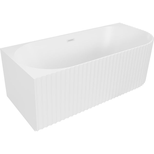 Mexen Gia Vasca Da Bagno Freestanding Angolare Rigata Sinistra 170 X 80 Cm, Bianca Opaca, Troppo Pieno Bianco - 52701708001L-20-image