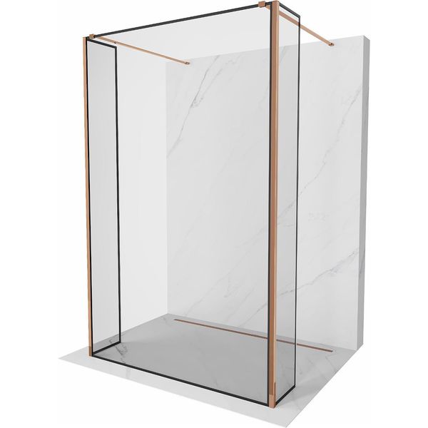 Mexen Kioto Pannello Doccia Autoportante 130 X 30 X 30 Cm, Cornice Nera, Oro Rosa - 800-130-030-222-60-70-030-image
