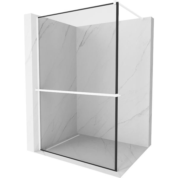 Mexen Kioto+ Parete Doccia Con Mensola Walk-In 130 X 200 Cm, Cornice Nera, Bianca - 800-130-121-20-70-image
