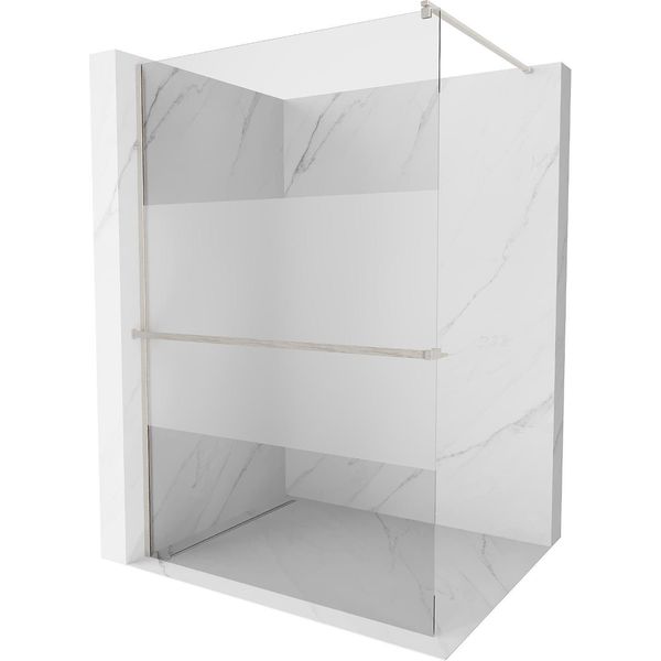 Mexen Kioto+ Paratia Doccia Con Mensola Walk-In 90 X 200 Cm, Trasparente/Brina, Nichel Spazzolato - 800-090-121-97-35-image