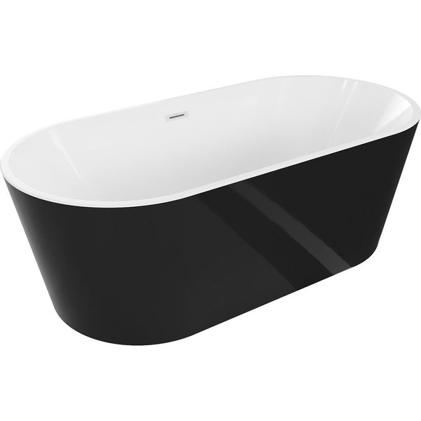Mexen Luna Vasca Freestanding 170 X 80 Cm, Bianca/Nera, Troppo Pieno Bianco - 52031708075-20-image