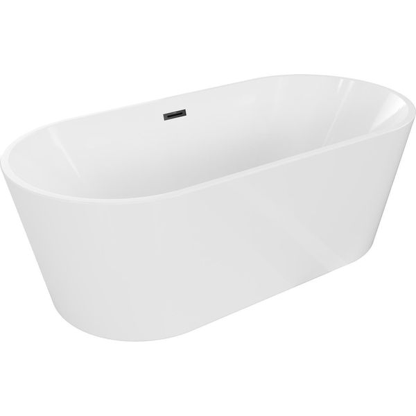 Mexen Luna Vasca Da Bagno Indipendente 150 X 75 Cm, Bianca, Troppopieno Nero - 52031507500-70-image
