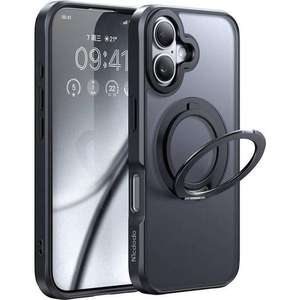 Mcdodo Mcdodo PC-4930 Magsafe Case For Iphone 16 With Stand (Black)-image