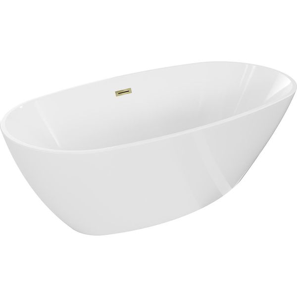 Mexen Eris Vasca Da Bagno Autoportante 170 X 80 Cm, Bianca, Troppopieno Dorato - 53441708000-50-image