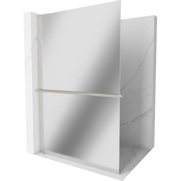 Mexen Kioto+ L Pannello Doccia Con Ripiano Walk-In 70 X 200 Cm, Specchio, Nichel Spazzolato - 800-070-123-97-50-image