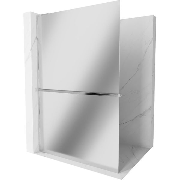 Mexen Kioto+ L Pannello Doccia Con Mensola Walk-In 120 X 200 Cm, Specchio, Cromo - 800-120-123-01-50-image