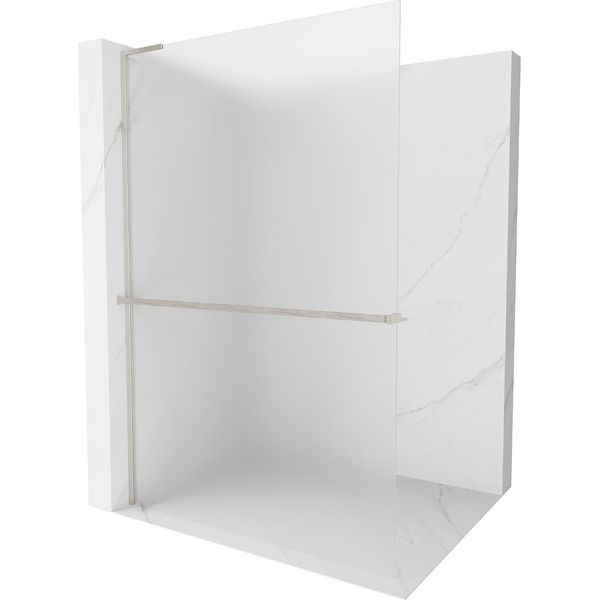 Mexen Kioto+ L Parete Doccia Con Mensola Walk-In 100 X 200 Cm, Gelo, Nichel Spazzolato - 800-100-123-97-30-image