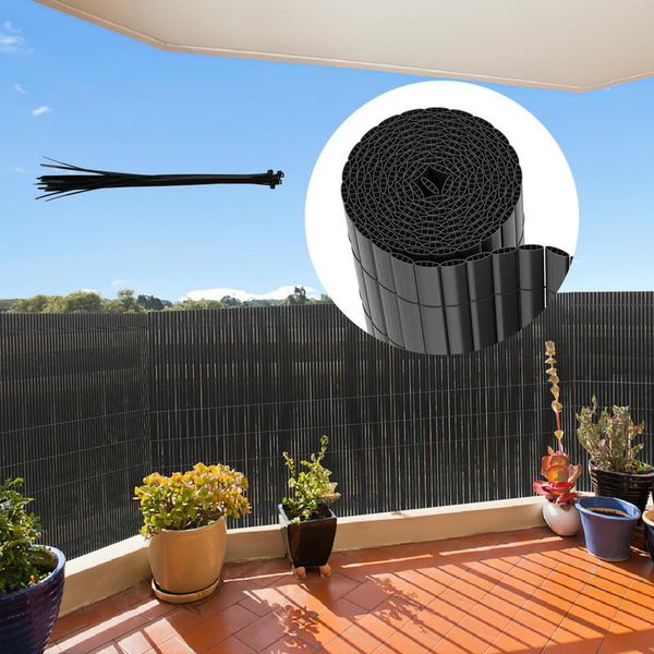 Hengda Pvc Privacy Schermo Mat Privacy Recinzione Balcone Frangivento Privacy Schermo Per Recinzione Grigio 160X700Cm-image