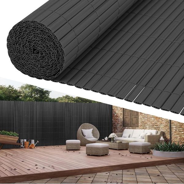 Jopassy Pvc Privacy Screen Mat Privacy Fence Privacy Screen For Fence Balcony Grey 1.6 X 5M-image