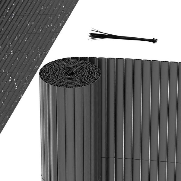 Hengda Pvc Privacy Schermo Mat Privacy Recinzione Balcone Frangivento Privacy Schermo Per Recinzione Grigio 160X1000Cm-image