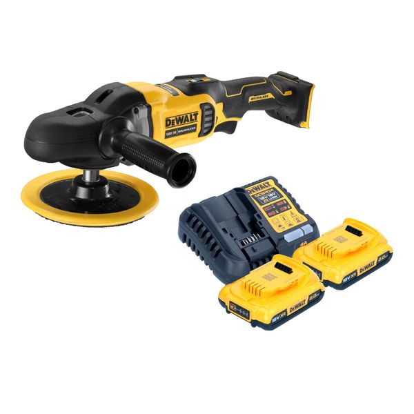 Dewalt Dcm 849 D2 Levigatrice Eccentrica A Batteria 18 V 180 Mm Brushless + 2X Batteria 2,0 Ah + Caricabatteria-image