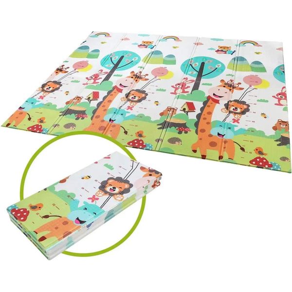 Tappeto Per Bambini 180?X?160?X?1?Cm - Tappeto Per Gattonare Pieghevole, Antiscivolo E Bifacciale Per Interni Ed Esterni-image