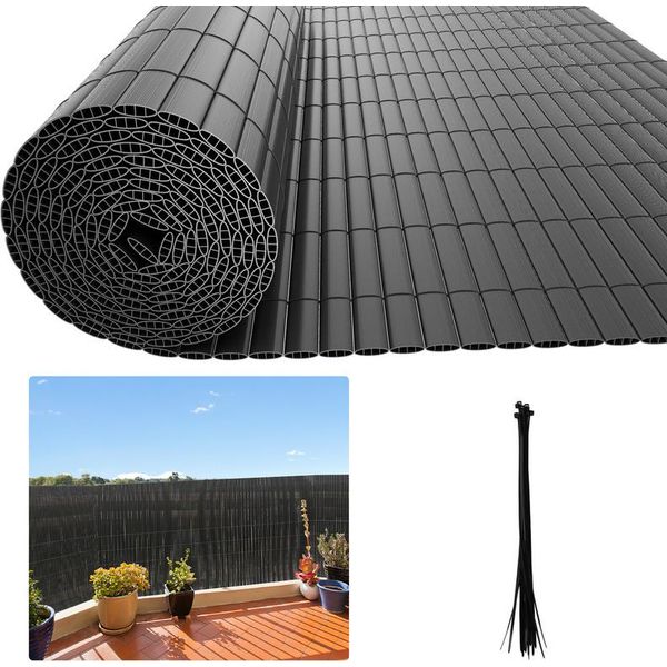 Aopunly Pvc Privacy Schermo Mat Privacy Recinzione Balcone Frangivento Privacy Schermo Per Recinzione Grigio 80X900Cm-image