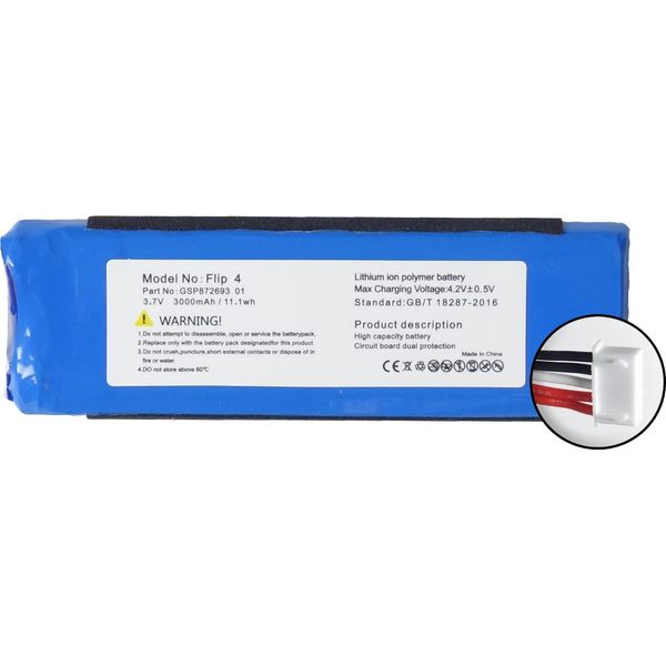 Tradebit Batteria Di Ricambio Compatibile Per Jbl Flip 4 - Li-Ion - 3000 Mah - 3,7V-image