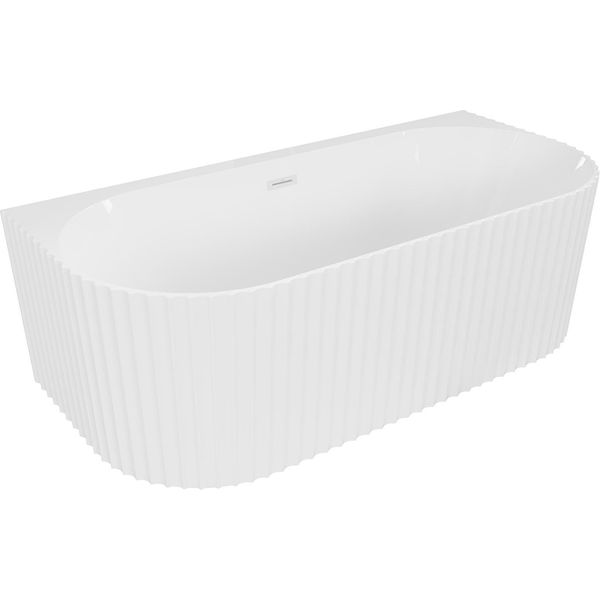 Mexen Sella Vasca Da Bagno Freestanding A Parete Rigata 170 X 80 Cm, Bianco Lucido, Troppopieno Bianco - 52711708000-20-image