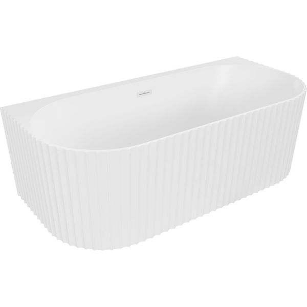 Mexen Sella Vasca Da Bagno Freestanding A Parete Scanalata 170 X 80 Cm, Bianca Opaca, Troppopieno Bianco - 52711708001-20-image