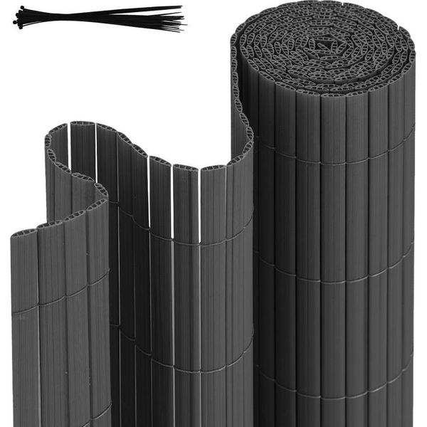 Aopunly Pvc Privacy Screen Mat Privacy Fence Privacy Screen For Fence Balcony Grey 0.9 X 5M-image