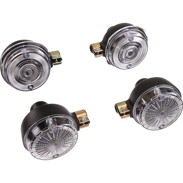 Set: 4 Indicatori Di Direzione In Nero Con Vetro Bianco - Simson S50, S51, S70, SR50, SR80, Mz Etz, Ts-image