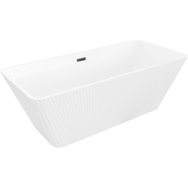 Mexen Tava Vasca Da Bagno Freestanding Rigata 170 X 75 Cm, Bianca, Troppo Pieno Nero - 52851707500-70-image