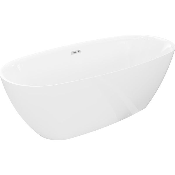 Mexen Luvo Slim Vasca Da Bagno Indipendente 170 X 75 Cm, Bianca, Troppo Pieno Cromato - 52801707500-01-image